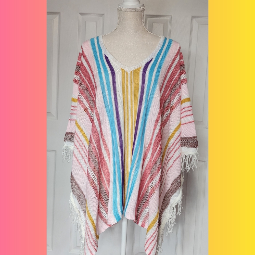 MultiColored Lightweight Poncho Coverup